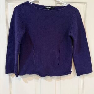 DKNY Women's Rich Purple Cashmere Crew Neck Sweater